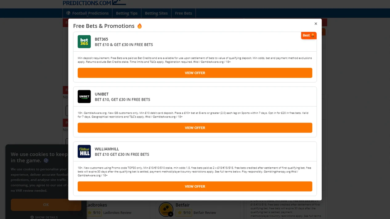 Footballpredictions interface screenshot