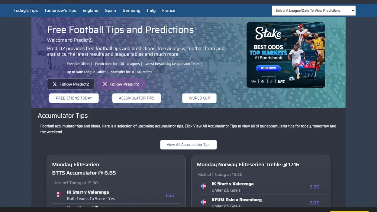 Predictz interface screenshot